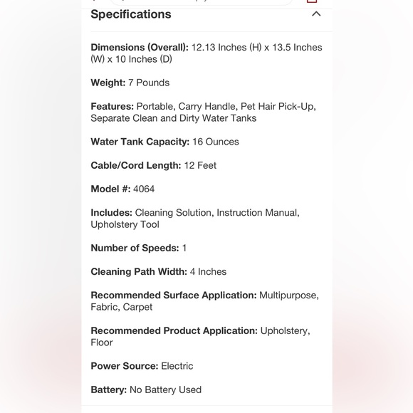 BISSELL Little Green Mini Corded Portable Carpet Cleaner4064T 12' 4" Clean Path - Picture 2 of 10